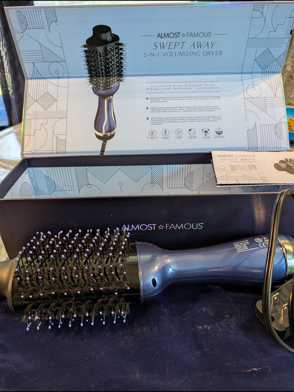 Almost Famous Swept Away 2-in-1 Volumizing Dryer Brush - Metallic Blue